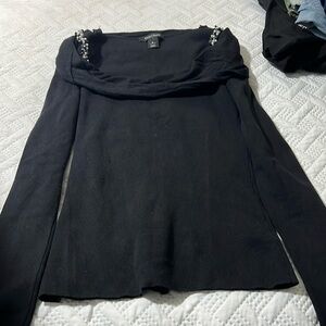 White House Black Market sweater with beaded shoulder straps